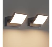 Klighten 2 Piezas 24W Apliques de Pared LED Exterior Interior IP65, Luz de Pared Ajustable, Moderno Lámpara de Pared Aluminio para Entrada Terraza Pasillo, 1500 LM, Blanco Cálido 3000K, Antracita