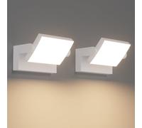 Klighten 2 Piezas 24W Apliques de Pared LED Exterior Interior IP65, Luz de Pared Ajustable, Moderno Lámpara de Pared Aluminio para Entrada Terraza Pasillo, 1500 LM, Blanco Cálido 3000K, Blanco