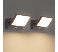 Klighten 2 Piezas 24W Apliques Exterior/Interior con Sensor de Movimiento, IP65 Luz Pared LED Ajustable, Lámpara Pared Moderno Aluminio para Terraza Jardines Balcón, Blanco Calido 3000K, Antracita