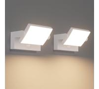 Klighten 2 Piezas 24W Apliques Exterior/Interior con Sensor de Movimiento, IP65 Luz Pared LED Ajustable, Lámpara Pared Moderno Aluminio para Terraza Pasillos Balcón, Blanco Calido 3000K, Blanco