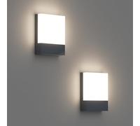 Klighten 2 Piezas 24W LED Lámpara de pared Exterior/Interior, Impermeable IP65 Antracita Aplique de Pared, Luz de Pared Aluminio Moderno para Jardines Pasillo Terraza, 1500Lumen, Blanco Neutro 4500K