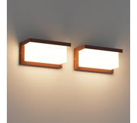 Klighten 2 piezas 24W LED luz de pared al aire libre, 3000K, IP65 impermeable luz de pared, aluminio moderno, adecuado para interior al aire libre, cubierta, patio y más. Rojo óxido