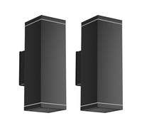 Klighten 2 Piezas Aplique de Exterior Arriba Abajo, Luz Pared Exterior/Interior IP65 Lámpara Pared Aluminio Moderna para Entrada Terraza, Casquillo GU10, 26 x 13 cm, Bombilla no Incluida, Negro