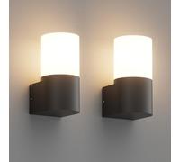 Klighten 2 piezas Aplique de Pared E27 Exterior/Interior, Negro Lámpara de Pared, IP65 Apliques pared, Moderno Luz de Pared PC+Aluminio, para Entrada Terraza Jardín, 40W Max, No Incluidas Bombillas