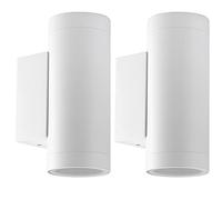 Klighten 2 Piezas Aplique de Pared Exterior Arriba Abajo Aplique Exterior IP65 Lámpara de Pared Moderna de Aluminio para Entrada Terraza Jardín, Casquillo GU10, Bombilla no Incluida, Blanco