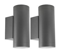 Klighten 2 Piezas Aplique de pared Exterior Arriba Abajo Lámpara Exterior IP65 Lámpara de Pared Moderna de Aluminio para Entrada Pasillo Jardín, Casquillo GU10, Bombilla no Incluida, Gris Oscuro