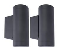 Klighten 2 Piezas Aplique de Pared Exterior Arriba Abajo Luz Pared Exterior IP65 Lámpara de Pared Moderna de Aluminio para Entrada Terraza Jardín, Casquillo GU10, Bombilla no Incluida, Antracita
