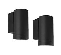 Klighten 2 Piezas Aplique de Pared Exterior, Downlight Luz Pared Exterior IP65 Lámpara de Pared Moderna de Aluminio para Entrada Terraza Pasillo, Casquillo GU10, Bombilla no Incluida, Negro