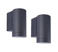 Klighten 2 Piezas Aplique de Pared Exterior, Downlight Luz Pared Exterior IP65 Lámpara de Pared Moderna de Aluminio para Entrada Terraza Jardín, Casquillo GU10, Bombilla no Incluida, Antracita