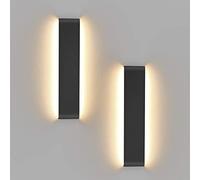 Klighten 2 Piezas Aplique de Pared Interior 41cm, 14W Lampara de Pared LED Moderna, Luces de Pared de Aluminio para Salas de Estar, Dormitorios, Pasillos, IP20, Blanco CáLido 3000K, Negro