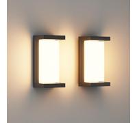 Klighten 2 piezas Aplique LED exterior de, 24W, 3000K, IP65 impermeable interior/exterior, aplique de aluminio para entrada, jardín, patio, etc. Negro