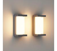 Klighten 2 piezas Aplique LED exterior de, 24W, 3000K, IP65 impermeable interior/exterior, aplique de aluminio para entrada, jardín, patio, etc. Antracita