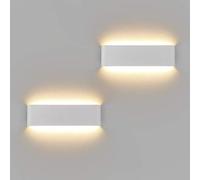 Klighten 2 Piezas Apliques Pared Interior 30cm 10W Blanco Cálido, Lamparas de Pared Aluminio Modernos de 110V-260V, Luz Pared Para Salon Dormitorio Sala Pasillo Escalera, IP20, 910 LM, Blanco