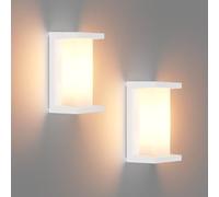 Klighten 2 piezas E27 lámpara de pared exterior, IP65 lámpara de pared, potencia máxima 60W lámpara de pared de aluminio, adecuado para interiores exteriores (sin bombilla), Blanco