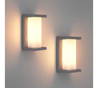 Klighten 2 piezas E27 lámpara de pared exterior, IP65 lámpara de pared, potencia máxima 60W lámpara de pared de aluminio, adecuado para interiores exteriores (sin bombilla), antracita