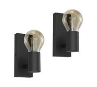 Klighten 2 Piezas Lámpara de Pared E27 Vintage Orientable, Aplique de Pared Interior Metal Retro, Luz de Pared Industrial para Cocina, Pasillo, Dormitorio, Sala de Estar, Negro, Bombilla no Incluida