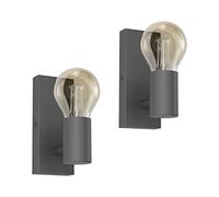 Klighten 2 Piezas Lámpara de Pared E27 Vintage Orientable, Aplique de Pared Interior Metal Retro, Luz de Pared Industrial para Cocina, Dormitorio, Sala de Estar, Gris Oscuro, Bombilla no Incluida