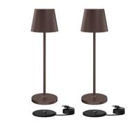 Klighten 2 Piezas LED Lámpara de mesa Regulable Recargable, Lámpara de escritorio de Carga USB, Color óxido, 3000K de luz cálida, Aluminio, Imperméable IP54, para Interiores y Exteriores
