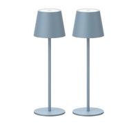 Klighten 2 Piezas LED Recargable Lámpara de escritorio Azul con batería, Regulable Lámpara de mesa con USB-C Carga para Interiores y Exteriore, 3000K de Luz Cálida, Aluminio, Imperméable IP54