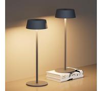 Klighten 2 Piezas LED Recargable Lámpara de escritorio con batería, Regulable Antracita Lámpara de mesa Aluminio con Carga USB Interiores y Exteriore, 3000K de luz cálida, IP54 Imperméable