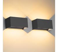 Klighten 24W Aplique de Pared Interior/Exterior 2 PCS Aplique de Exterior 3000K Lámparas de Pared exterior de LED con ángulo de Haz Ajustable Aplique de Pared IP65.（Negro