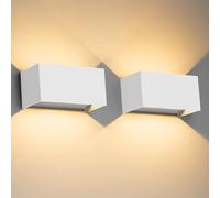 Klighten 24W Aplique de Pared Interior/Exterior 2 PCS Aplique de Exterior 3000K Lámparas de Pared exterior de LED con ángulo de Haz Ajustable Aplique de Pared IP65.（Blanco