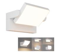 Klighten 24W LED Lámpara de Pared Exterior Interior IP65, Apliques de exterior Ajustable, Moderno Apliques de Pared Aluminio para Entrada Jardines Balcones, Blanco Cálido 2700K-3000K, Blanca