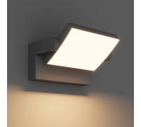 Klighten 24W LED Lámpara de Pared Exterior Interior IP65, Luz de Pared Ajustable, Moderno Apliques de Pared Aluminio para Entrada Jardines Terraza Sala, Blanco Cálido 2700K-3000K, Gris Oscuro