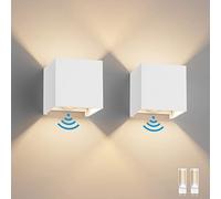 Klighten 2PCS Aplique Pared Con Sensor de Movimiento, IP54 Apliques Con G9 LED Bombillas Reemplazables, Blanco Cálido 3000K Lampara de pared Interior/Exterior Ángulo ajustable Lámpara Pared, Blanco