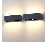 Klighten 30W Aplique de Pared Con Detector de Movimiento, 2PCS Exterior Con Haz de Luz Ajustable, 3000K Blanco Cálido, IP65 Con Sensor (Antracita)