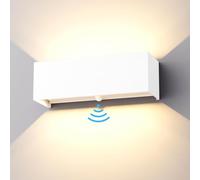 Klighten 30W Aplique de pared con detector de movimiento, Aplique de pared exterior con haz de luz ajustable, 3000K blanco cálido, Apliques de pared Ip65 con sensor（Blanco）
