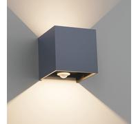 Klighten Aplique de pared con sensor de movimiento, 12W Aplique pared exterior/interior con haz de luz ajustable, 4000K,Ip65 Lámparas de pared con sensor (Antracita)