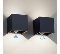 Klighten Aplique de pared con sensor de movimiento 2PCS, 12W Aplique pared exterior/interior con haz de luz ajustable, 4000K Blanco natural, Lámparas de pared Ip65 con sensor (Antracita)