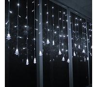 Klighten Cortina de Luces, Cadena 8 Modos de Luz Perfecto para Decoración de Navidad, Festival,Fiestas, Casa,Jardín, Blanco Frio