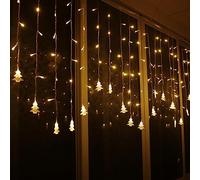 Klighten Cortina de Luces, Cadena De Luces con 8 Modos, Perfecto para Decoración de Navidad, Festival,Fiestas, Casa,Jardín, Blanco Cálido