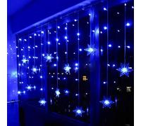 Klighten Cortina de Luces LED Decoración, 3.5 * 0.65M 96 LEDs Cortinas de Luz Impermeable, 8 Modos de Luz Perfecto Fiestas, Bodas, Casa, Jardín, Decoración Navidad, Azul