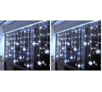 Klighten Cortina de Luces LED Decoración, 3.5 * 0.65M 96 LEDs Cortinas de Luz Impermeable, 8 Modos de Luz Perfecto Fiestas, Bodas, Casa, Jardín, Decoración Navidad, Blanco Frio (Paquete de 2)