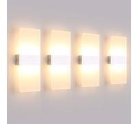 Klighten Lámpara de pared Interior 12W 780 Lumen Moderna Apliques de Pared Blanco cálido 3000K perfecto para Salon Dormitorio Sala Pasillo Escalera (4 pack)
