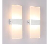 Klighten Lámpara de pared Interior 12W Moderna Apliques de Pared Blanco cálido 3000K perfecto para Salon Dormitorio Sala Pasillo Escalera(2 pack)