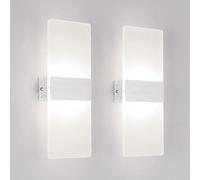 Klighten Lámpara de pared Interior 12W Moderna Apliques de Pared Blanco Natural 4000K perfecto para Salon Dormitorio Sala Pasillo Escalera(2 pack)