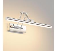 Klighten LED Lámpara de Espejo LED 40cm, Lámpara de Espejo 12W 970 LM,Lamparas Espejo Giratorias para Baño IP44,Aplique de Espejo de Baño,Blanco cálido 3000K, Chrome