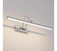 Klighten LED Lámpara de Espejo LED 50cm, Lámpara de Espejo 16W 1200LM,Lamparas Espejo Giratorias para Baño IP44,Aplique de Espejo de Baño,Blanco neutro 4000K, Chrome