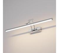 Klighten LED Lámpara de Espejo LED 60cm, Luz LED para espejo 20W 1500 LM,Lamparas Espejo Giratorias para Baño IP44,Aplique de Espejo de Baño,Blanco neutro 4000K,Chrome