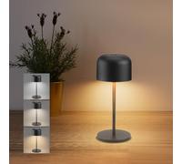 Klighten Led Regulable Lamparas De Mesa Sin Cable Exterior, 3000K-6000K 3 Colores Recargable Pequeña Lámpara De Escritorio Con Cable Usb-C, Negro, IP54, H21cm, Luz Cálida/Natural/Fría