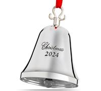 Klikel Adorno de campana de Navidad 2024, adorno de campana plateada 2024, adorno de campana de Navidad 2024, adorno de campana real para árbol de Navidad, grabado en plata, Navidad 2024-10ª edición