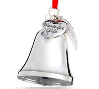 Klikel Adorno de Campana de Navidad con alas de ángel y dijes de corazón, Adorno de Campana de Vida Maravillosa, Regalo conmemorativo