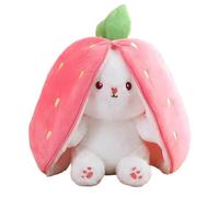 Klikkopers® - Almohada Kawaii - Conejo en una fresa de 25 cm - Peluche de conejo - Peluche Kawaii - Peluche de fresa - Squish Peluche