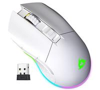 KLIM Blaze Ratón Gaming Recargable RGB, Inalámbrico y con Cable, 6000 dpi | Botones Probados para 20 Millones de Clics, Antideslizantes que se Adaptan a Cualquier Agarre, Acabado Mate, Blanco