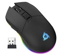 KLIM Blaze - Ratón inalámbrico RGB - Recargable + Sensor de Alta precisión con batería de Larga duración + 10000 dpi Ajustable + Modos e inalámbrico + Novedad + (Negro)