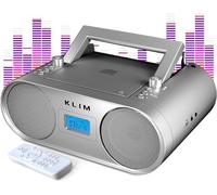 KLIM Boombox B4 Reproductor CD Portátil Con Radio FM y Batería Recargable + Bluetooth, MP3, AUX, FM/Am, USB | Radio Portátil Con Mando y Función de Autoapagado + Plata